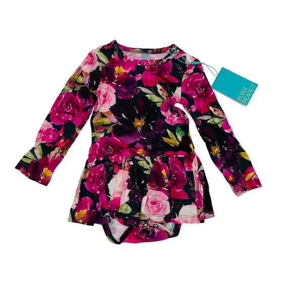 NWT Posh Peanut 6-12M Zelda L/S Twirl Skirt Bodysuit